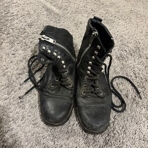 Men's Black Walker and Whyte NYC combat boots Lace-Up Side Zip Size 41 Mexico 10
